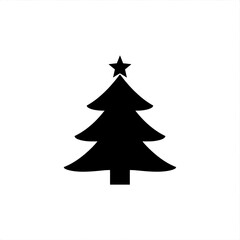 Obraz premium Silhouette of a christmas tree with a star on top against a white background image