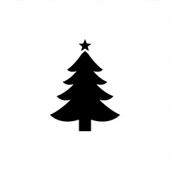 Obraz premium Silhouette of a christmas tree with a star on top against a white background scene