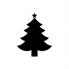 Fototapeta premium Silhouette of a christmas tree with a star on top isolated on a white background