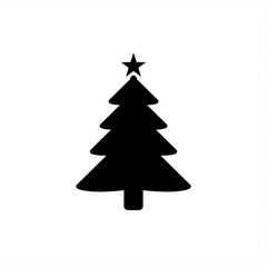 Obraz premium Silhouette of a christmas tree with a star on top against a white background is shown