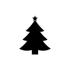 Fototapeta premium Silhouette of a christmas tree with a star on top against a white background design