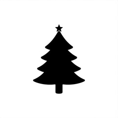 Fototapeta premium Illustration of a christmas tree with a star on top in black and white simple design
