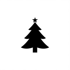 Obraz premium Illustration of a stylized christmas tree with a star on top in black silhouette style