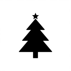 Obraz premium Silhouette of a christmas tree with a star on top against a white background