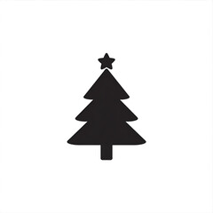 Fototapeta premium A simple black christmas tree with a star on top isolated on a white background