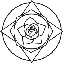 Hexagon Floral Logo — Rose Line Art
