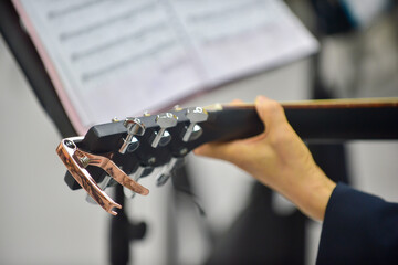 Practice the guitar chord playing