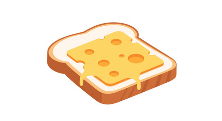 Cartoon illustration of a slice of bread with melting Swiss cheese on top, angled for a food-related website or social media post.