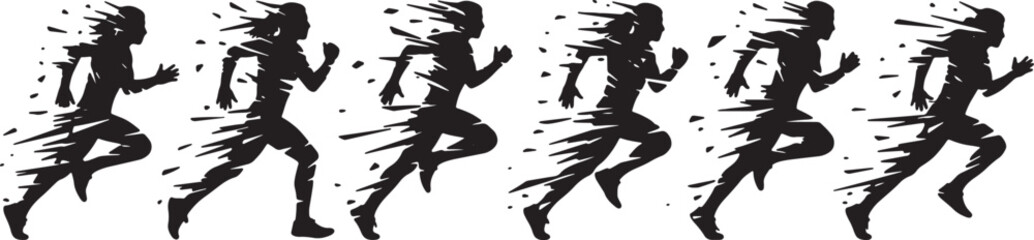 Abstract Fragmented Runner Silhouette Collection