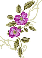 A,Beautiful,Digital,Flowers,Motif,Design,Watercolor,Illustration.,Manual,Composition.design