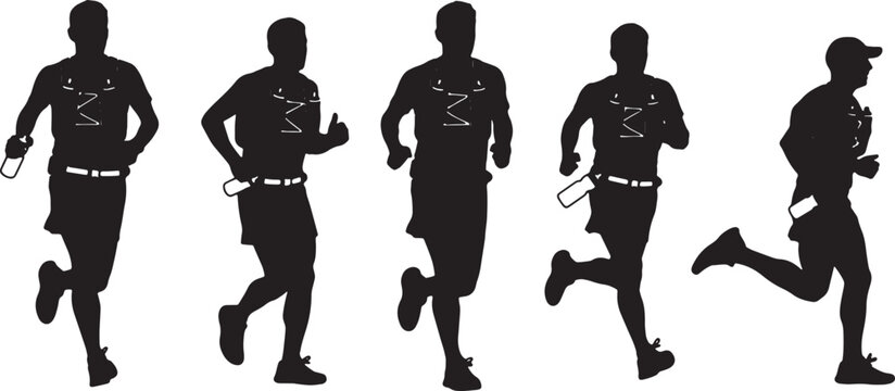 Long-Distance Runners with Hydration Pack Silhouettes - Powered by Adobe
