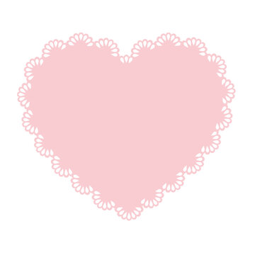 Simple pink heart lace frame, tag, label