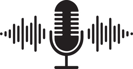 vector illustration of a microphone silhoutte
