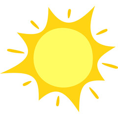 Stylized Yellow Sun With Bright Rays And A Light Yellow Center On A Transparent Background Representing Warmth And Daylight