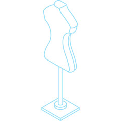 Stylized Wireframe Mannequin Form Display Stand with Square Base on Transparent Background Minimalist Fashion Display Equipment