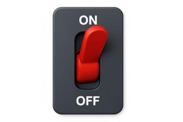 Power toggle switch turning power on concept