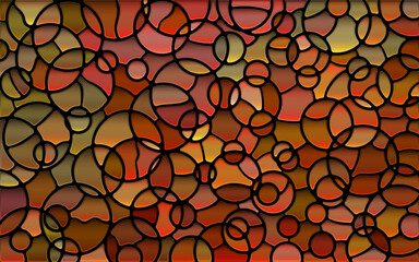 abstract vector stained-glass mosaic background - orange and brown circles