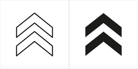 Double chevron pointing up, outline and filled versions