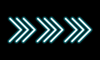 Obraz premium Sky blue Neon Arrows, Neon Arrow Sign, Neon Arrow Icon, Neon Effect, Neon Effect Background