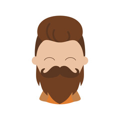Bearded man's face vector icon. Hipster character