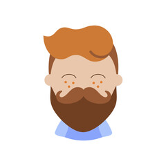 Bearded man's face vector icon. Hipster character