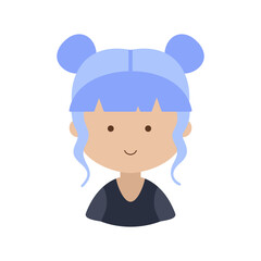Cute female head with pretty fashion hairdo icon