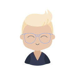 Man character face avatar in glasses vector icon