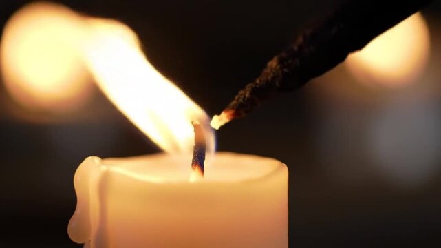Candle Flame Extinguished with a Snuffer - Close-Up and Slow Motion.