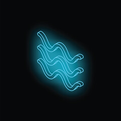 Neon blue wavy lines glowing on dark background, creating dynamic and vibrant visual effect
