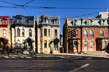 Historic, century-old homes in the downtown section of the city of Toronto, Ontario, Canada.