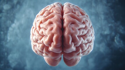 Three Dimensional Render of a Human Brain Pink and Gray Anatomy