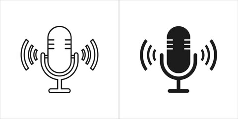 Microphone icon with sound waves