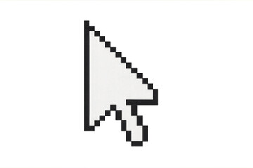 Obraz premium Computer mouse pixel cursor pointing, digital interface element for clicking and selecting, transparent background