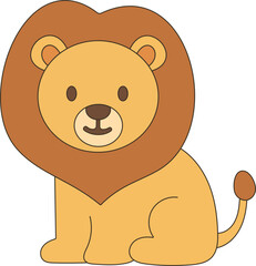 Simple yellow lion vector in childlike style. Cute safari animal illustration for kids art, baby shower themes, educational posters, and digital projects.