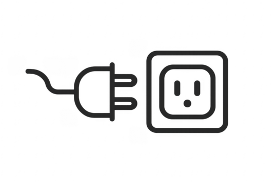 Plug and socket electric power connecting icon concept