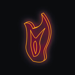 Obraz premium Neon sign of a slice of meat glowing on a black background, representing food, nutrition, and butchery
