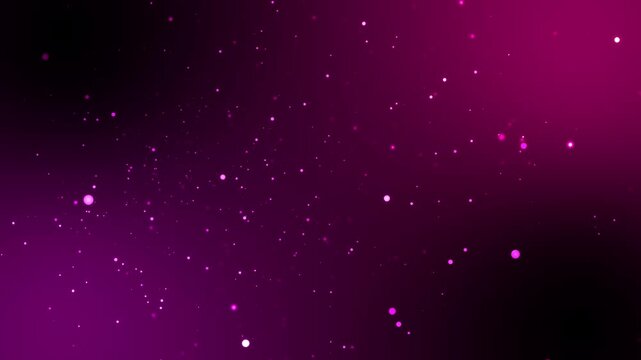 Bright white particles against a purple and black gradient suitable for technology presentations, science projects, and abstract backgrounds.