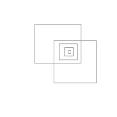 Abstract geometric design of overlapping gray squares, forming a receding spiral