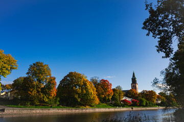 Autumn on Aurajoki River in Turku, Finland