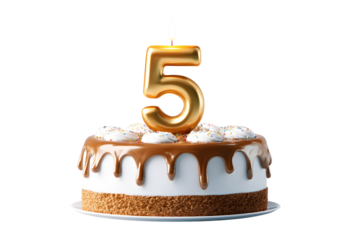 Birthday cake with candles-numbers transparent background for designers, marketers and IT professionals. Popular illustration, object, texture. Food, flowers, natural space for text. Positive.