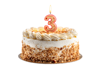 Birthday cake with candles-numbers transparent background for designers, marketers and IT professionals. Popular illustration, object, texture. Food, flowers, natural space for text. Positive.