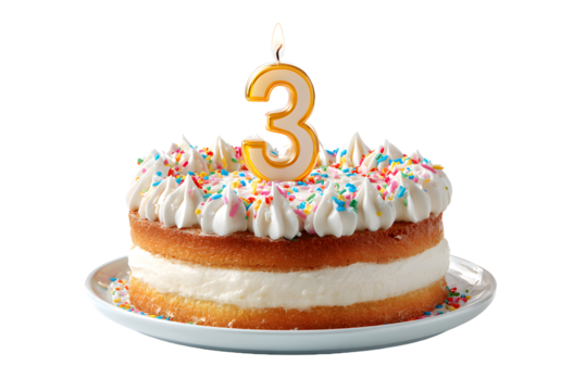 Birthday cake with candles-numbers transparent background for designers, marketers and IT professionals. Popular illustration, object, texture. Food, flowers, natural space for text. Positive.