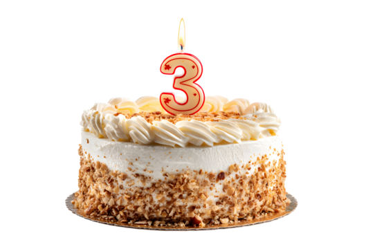 Birthday cake with candles-numbers transparent background for designers, marketers and IT professionals. Popular illustration, object, texture. Food, flowers, natural space for text. Positive.