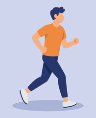 Minimalist Flat Illustration of a Young Man Running for Exercise