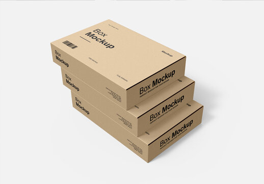 Stacked Cardboard Box Mockup
