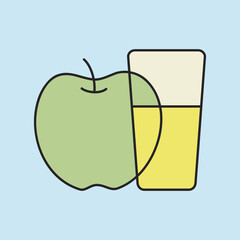 Fresh Apple Juice Glass Outline Icon