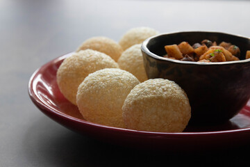traditional Indian Appetizer , Crispy Pani Puri with Spiced Filling