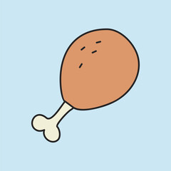 Roasted Chicken Thigh Line Art Icon