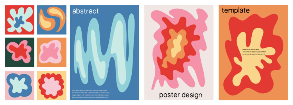 Minimalist Wavy Line Poster Collection. Modern Abstract Design Templates for Ads, Covers, Social Media, Shops, Sales, and Flyers