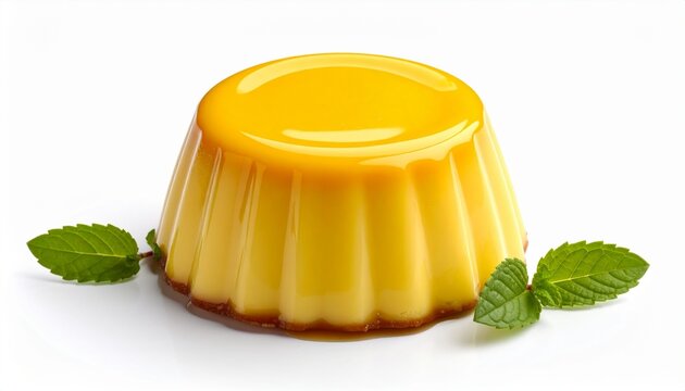 Classic Brazilian Quindim With Mint Garnish